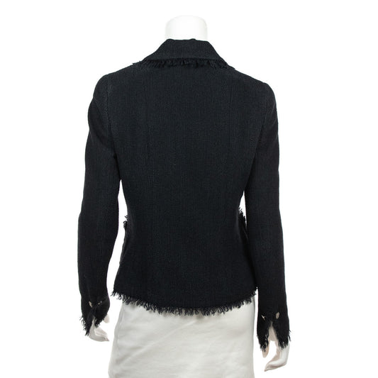 Chanel Black Frayed   Jacket Size S | FR 38