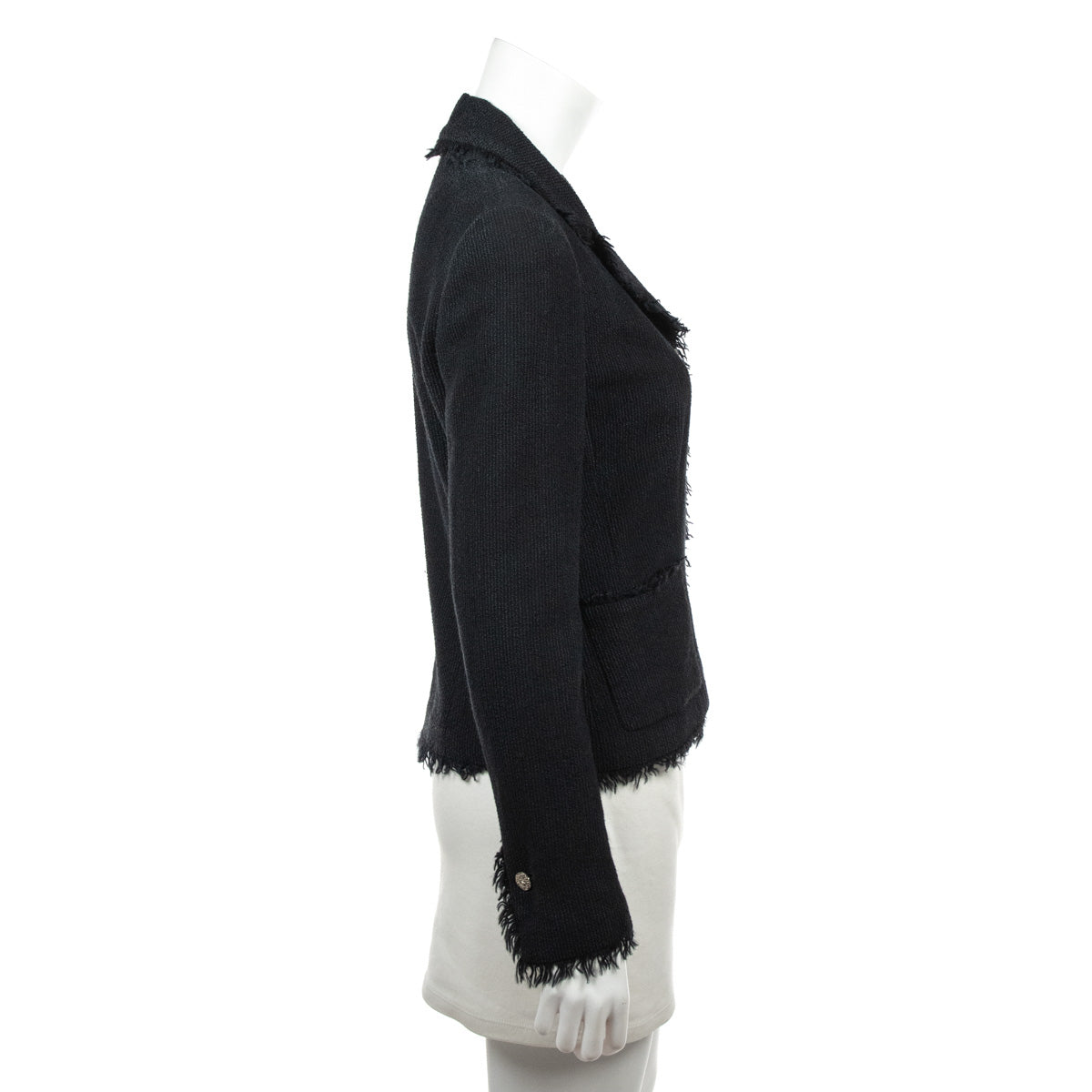 Chanel Black Frayed   Jacket Size S | FR 38