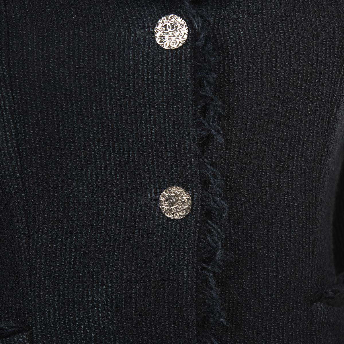 Chanel Black Frayed   Jacket Size S | FR 38