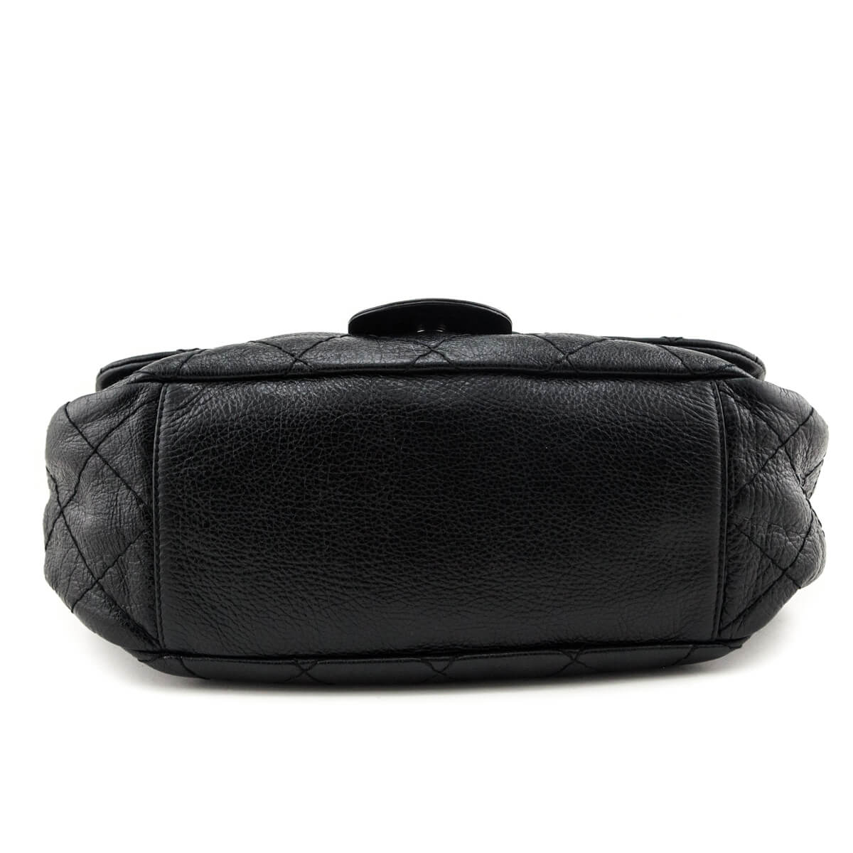 Chanel Black Glazed Calfskin Stitched XL On The Road Flap