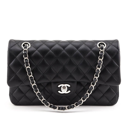 Chanel Black Lambskin Quilted Medium Double Flap