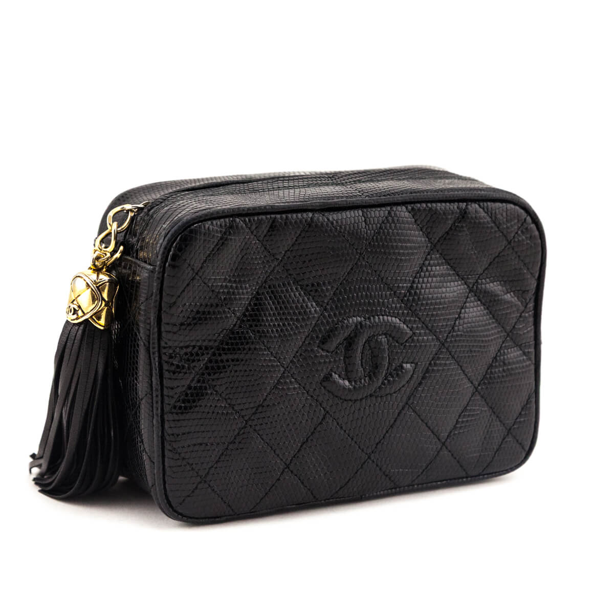 Chanel Black Lizard CC Camera Bag