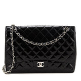 Chanel Black Patent Quilted Jumbo Single Flap