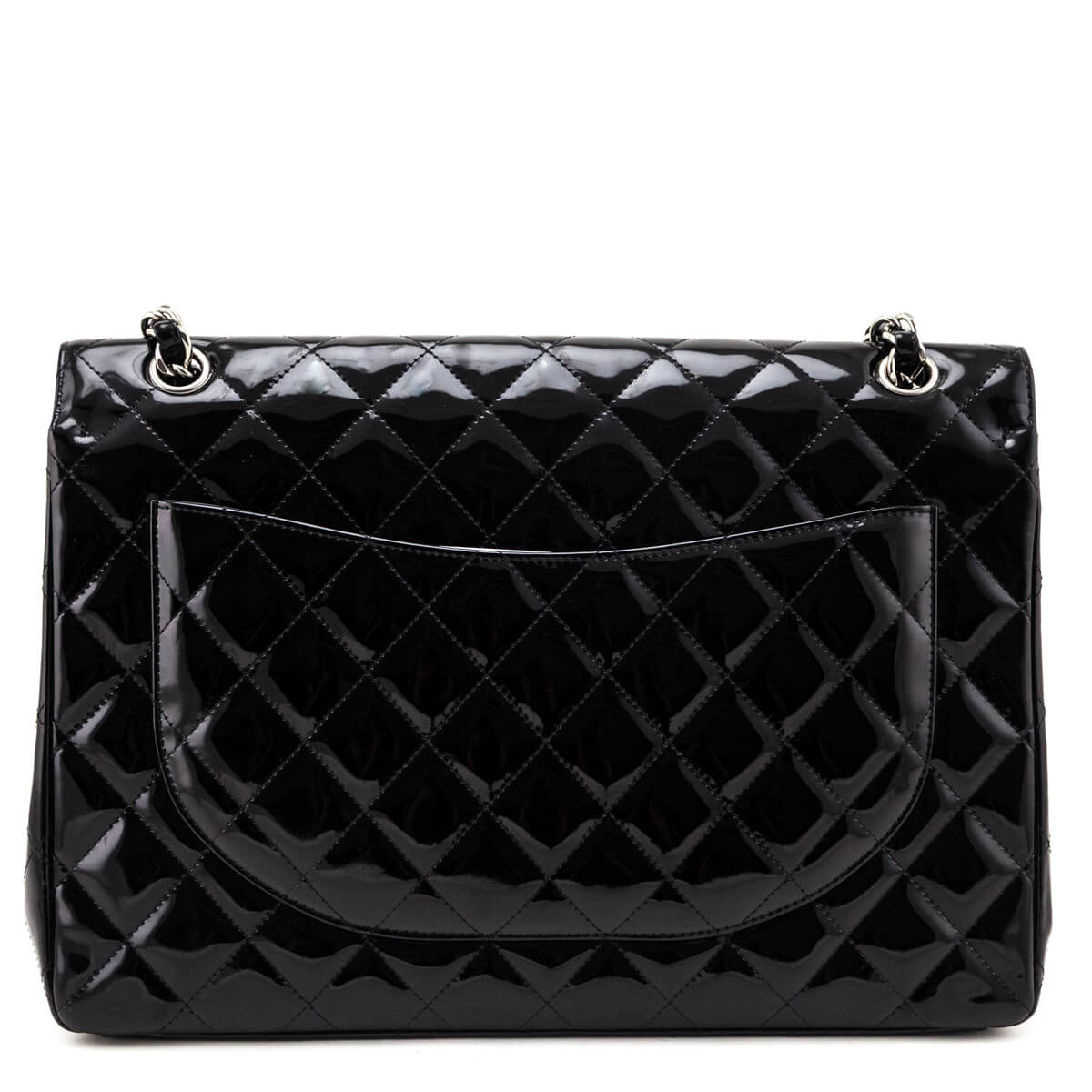 Chanel Black Patent Quilted Jumbo Single Flap