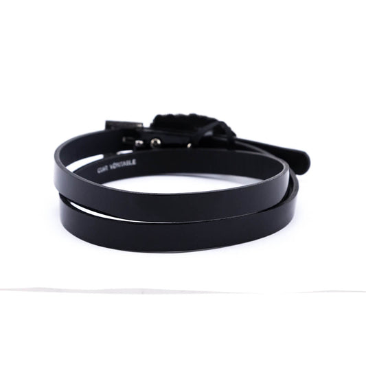 Chanel Black Patent & Strass Skinny Belt Size L