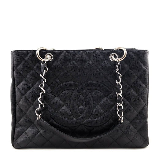 Chanel Black Quilted Caviar Grand Shopping Tote