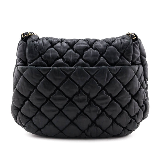 Chanel Black Quilted Lambskin Bubble Large Flap Shoulder Bag