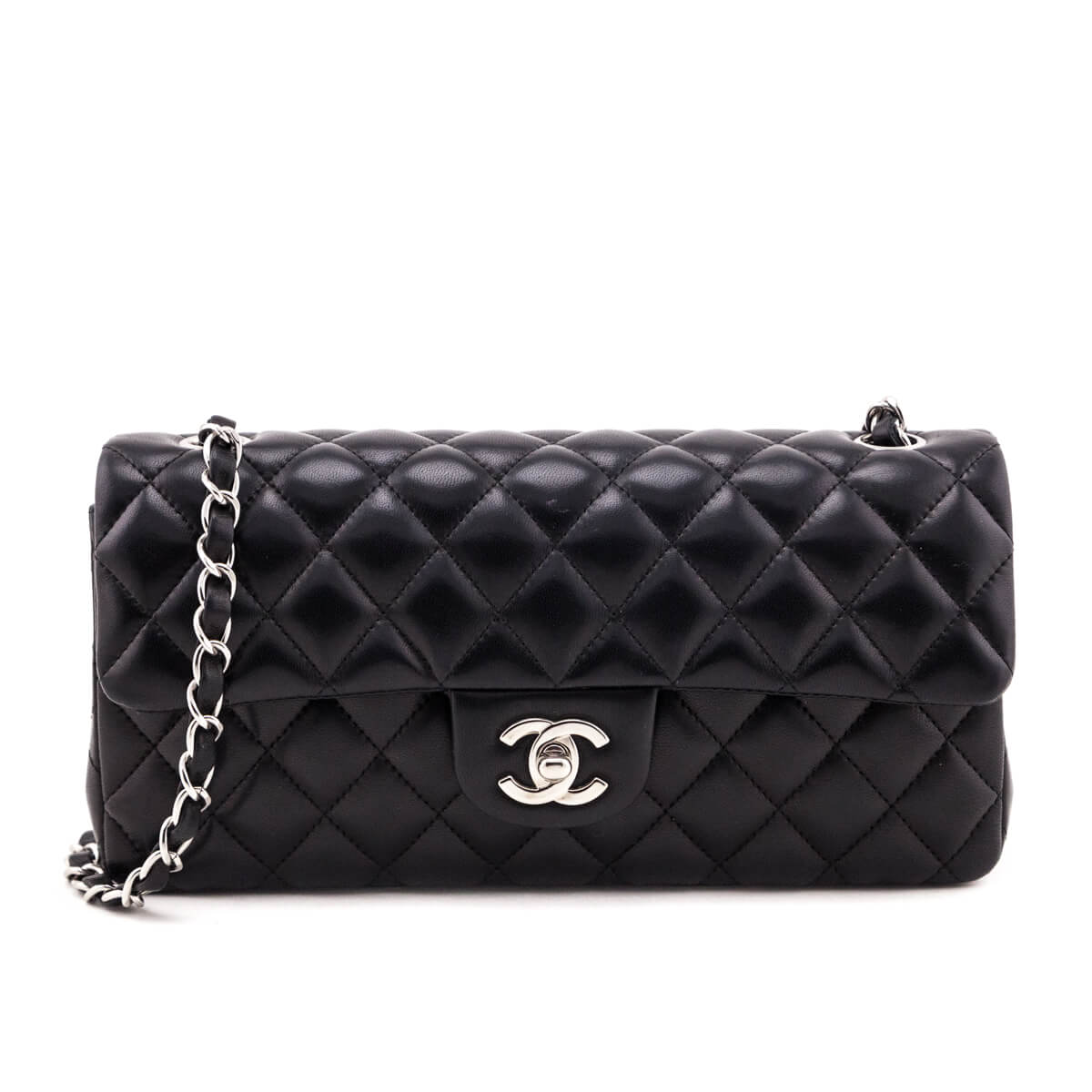 Chanel Black Quilted Lambskin E/W Flap Bag