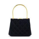 Chanel Black Satin   Quilted Frame Evening Bag