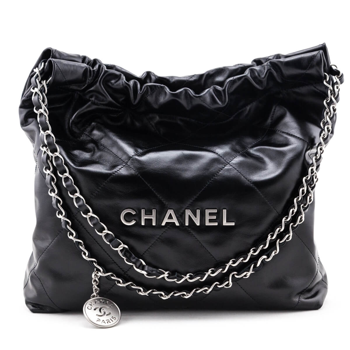 Chanel Black Shiny Calfskin Quilted Small Chanel 22 Bag
