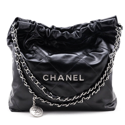 Chanel Black Shiny Calfskin Quilted Small Chanel 22 Bag
