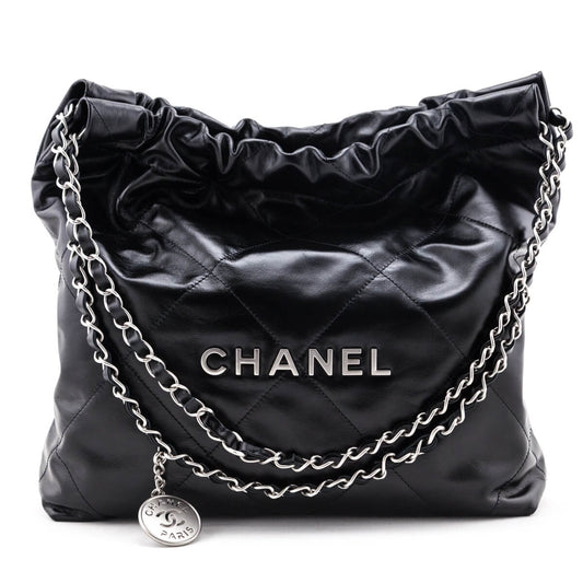 Chanel Black Shiny Calfskin Quilted Small Chanel 22 Bag