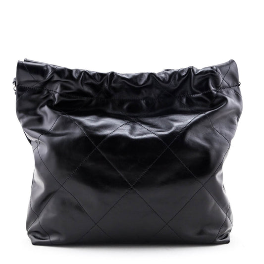 Chanel Black Shiny Calfskin Quilted Small Chanel 22 Bag