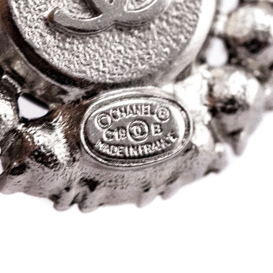 Chanel Black & Crystal CC Stud Earrings