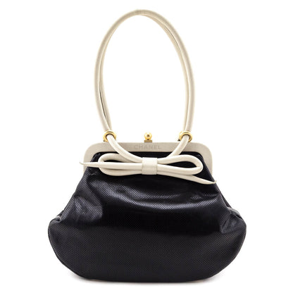 Chanel Black & White Perforated Bow Frame Bag