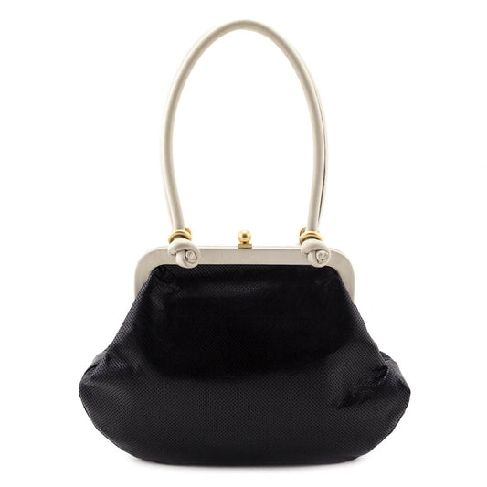 Chanel Black & White Perforated Bow Frame Bag