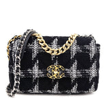 Chanel Black & White Tweed Quilted Medium Chanel 19