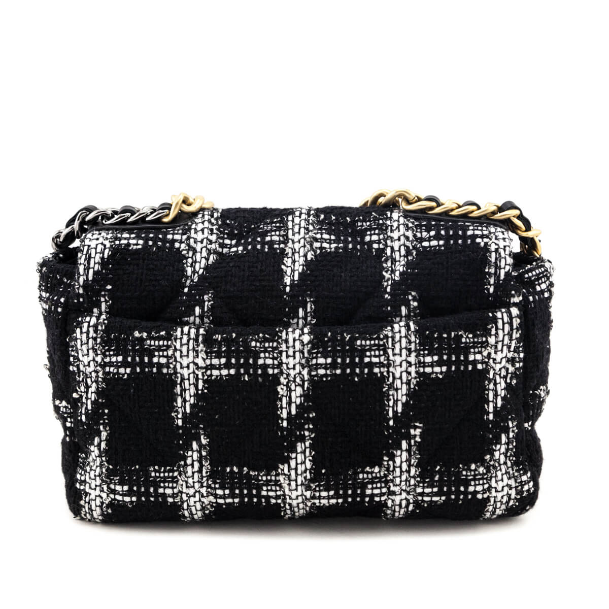Chanel Black & White Tweed Quilted Medium Chanel 19