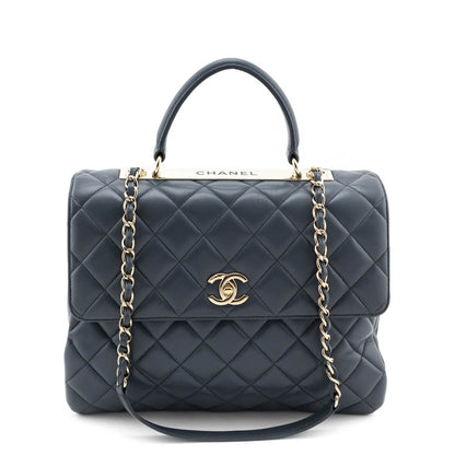 Chanel Blue Quilted Lambskin Large Trendy CC Top Handle GHW
