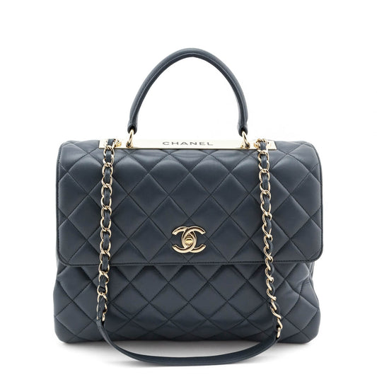 Chanel Blue Quilted Lambskin Large Trendy CC Top Handle GHW