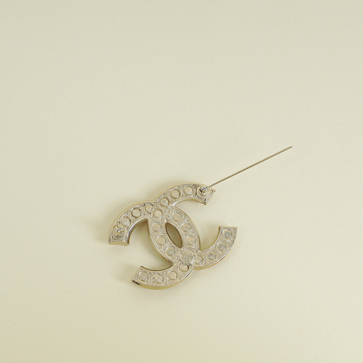 Chanel Light Gold CC Pearl Brooch