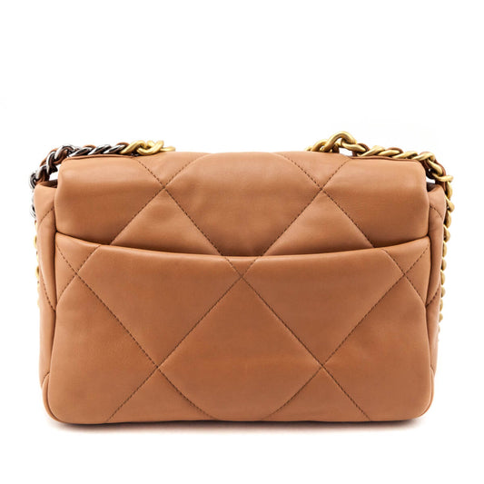 Chanel Brown Lambskin Quilted Medium Chanel 19 Flap Bag