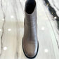 CHANEL BROWN LEATHER CHUNKY HEEL BOOTS
