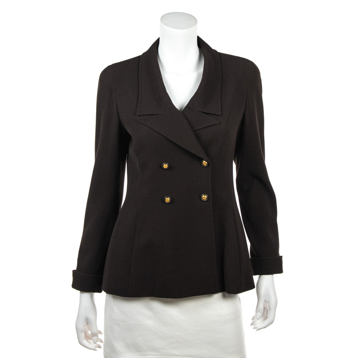 Chanel Brown Wool Crepe Jacket Size S