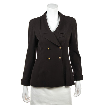 Chanel Brown Wool Crepe Jacket Size S
