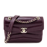 Chanel Burgundy Shiny Lambskin Quilted Small Chevron Miroir Flap Bag