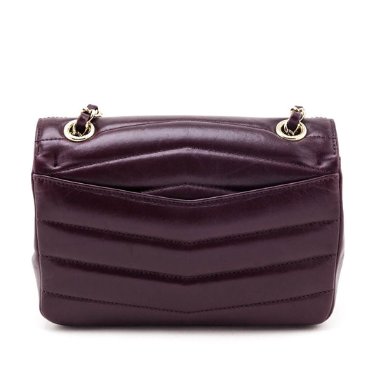 Chanel Burgundy Shiny Lambskin Quilted Small Chevron Miroir Flap Bag