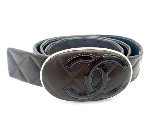 CHANEL CC INTERLOCKING BROWN LEATHER BELT