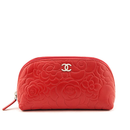 Chanel Dark Red Leather Camellia O Case