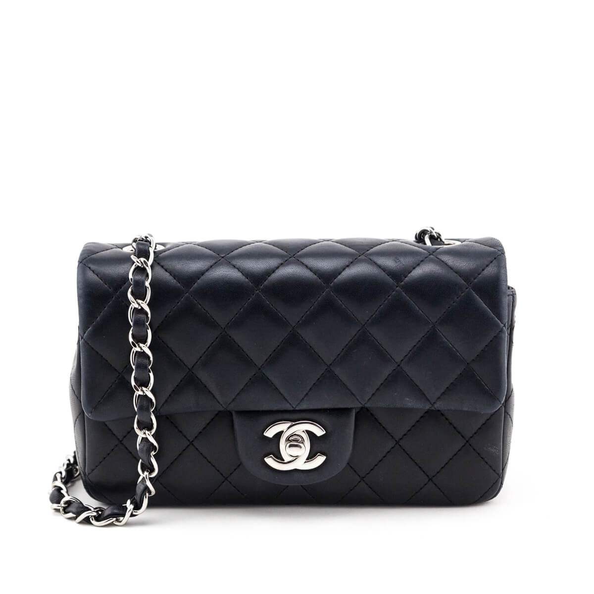 Chanel Black Lambskin Quilted Mini Rectangular Flap
