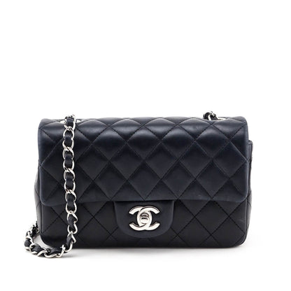 Chanel Black Lambskin Quilted Mini Rectangular Flap