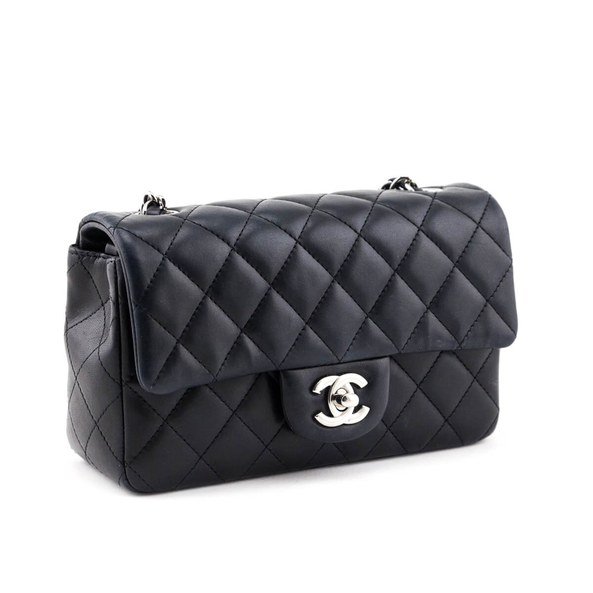 Chanel Black Lambskin Quilted Mini Rectangular Flap