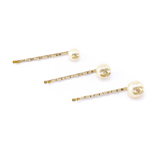 Chanel Faux Pearl CC Hair Pin Set