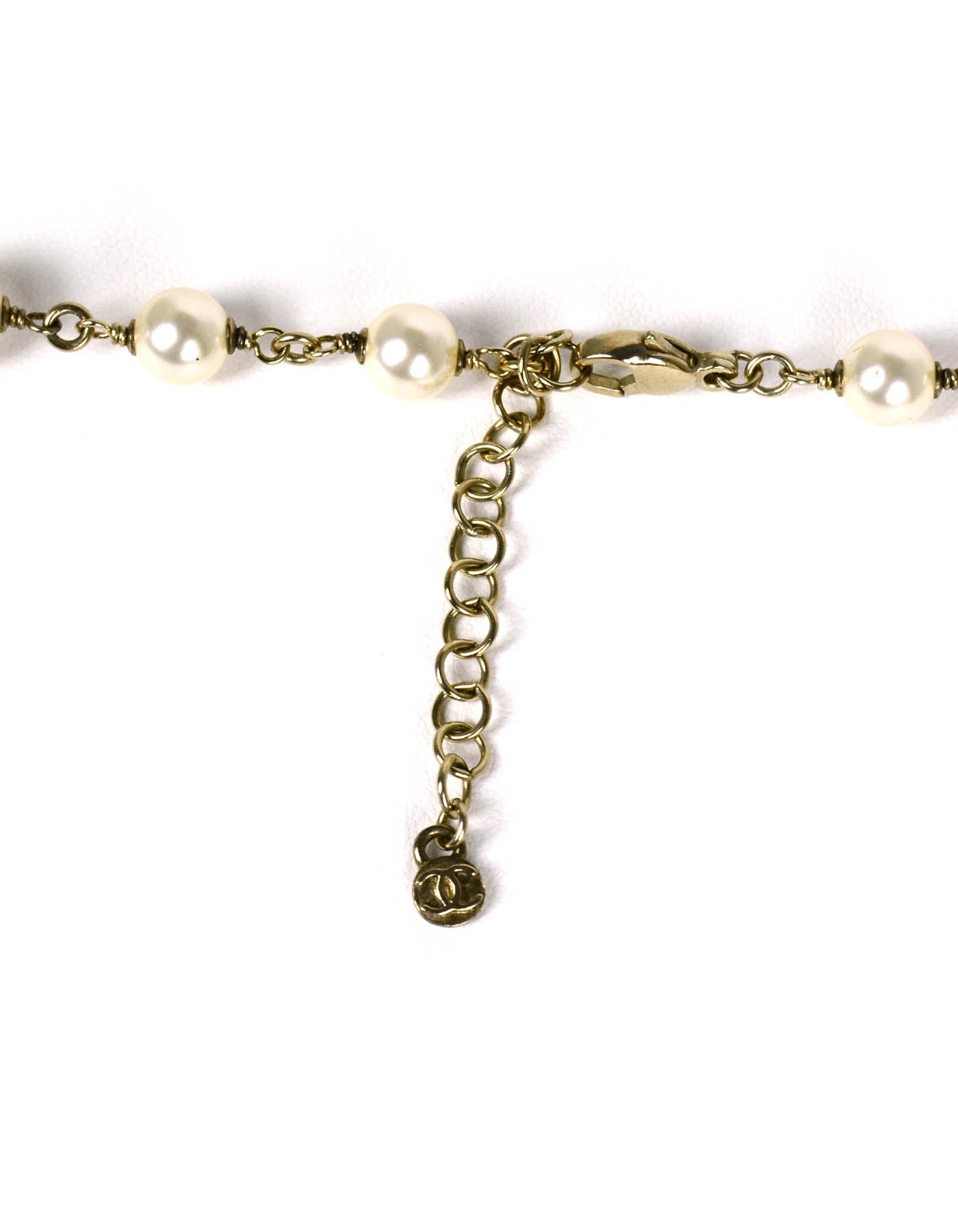 Chanel 40" Faux Pearl Necklace w/ CC Logos