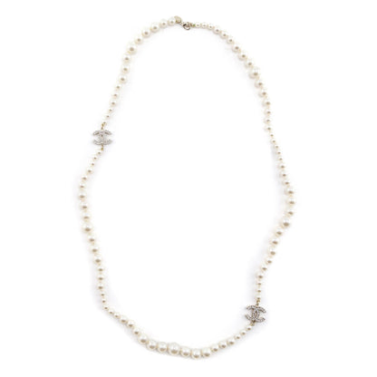 Chanel Faux Pearl CC Station Necklace