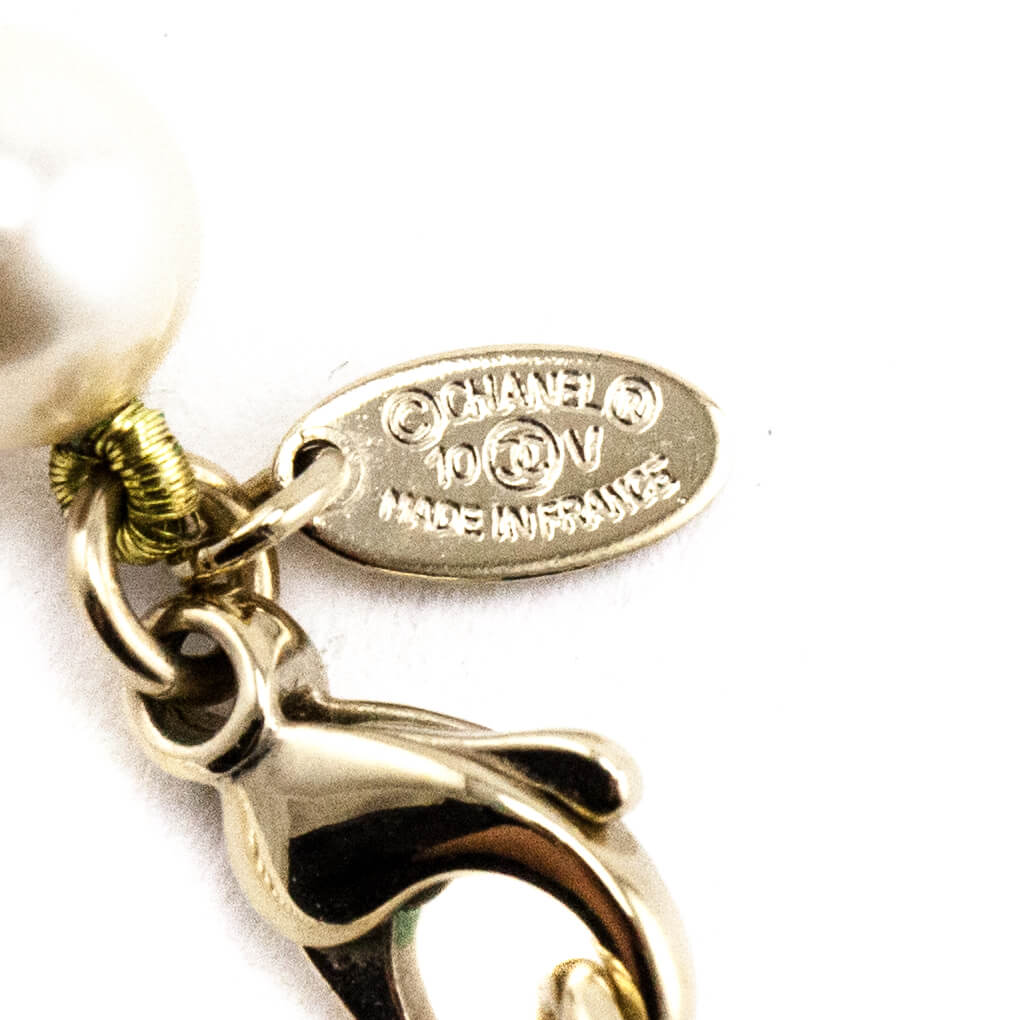 Chanel Faux Pearl CC Station Necklace