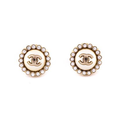 Chanel Faux Pearl CC Stud Earrings