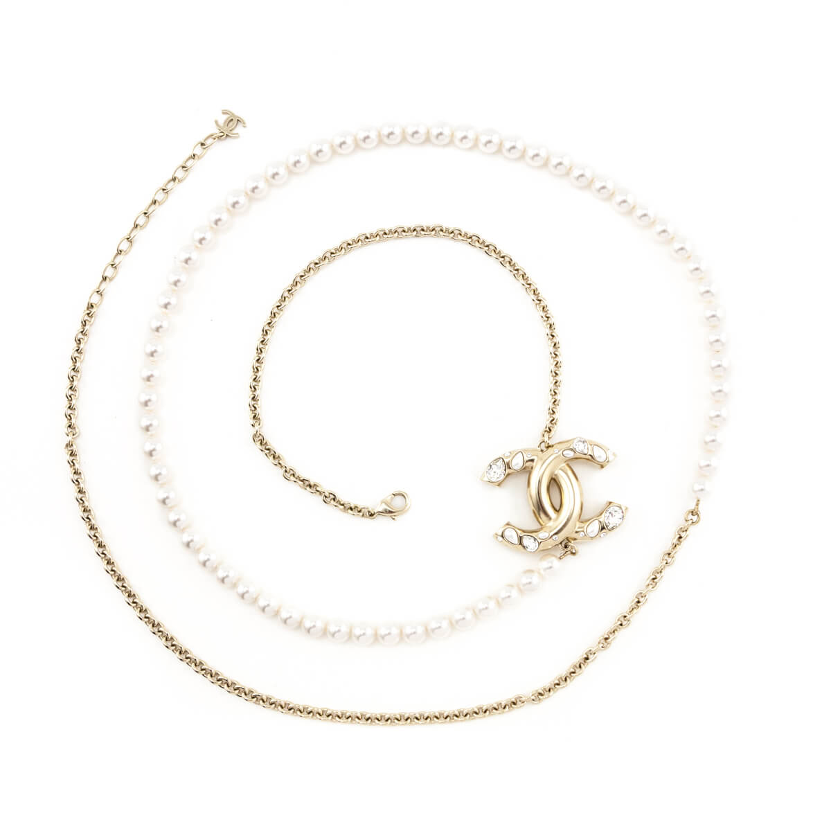 Chanel Faux Pearl & Chain CC Necklace