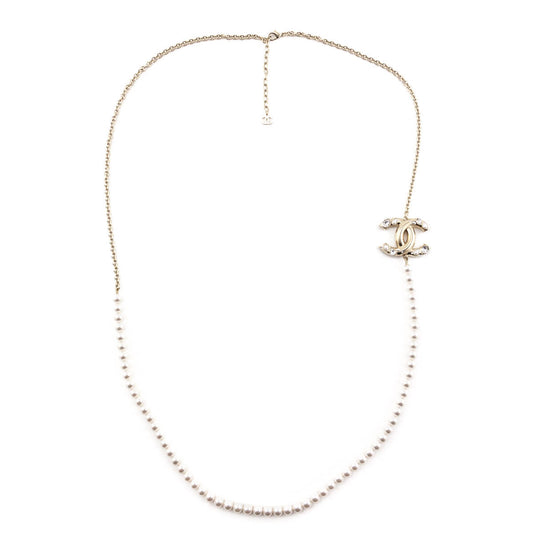 Chanel Faux Pearl & Chain CC Necklace