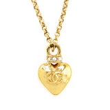 Chanel Gold Strass Heart Pendant Necklace