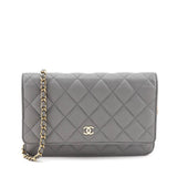 Chanel Gray Caviar Quilted Wallet on Chain WOC
