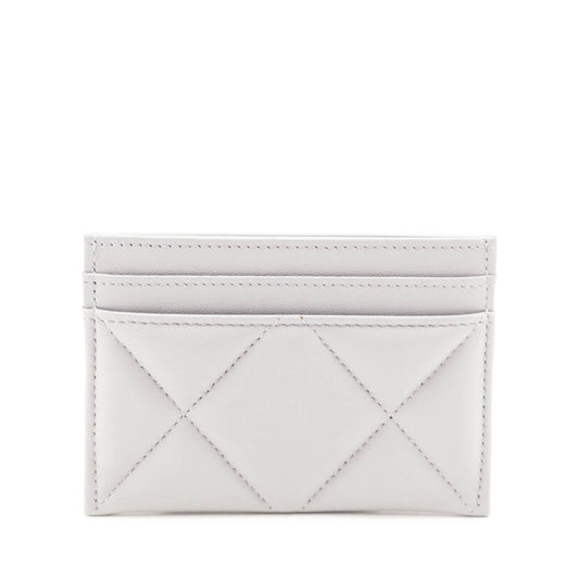 Chanel Gray Lambskin Quilted Chanel 19 Card Holder