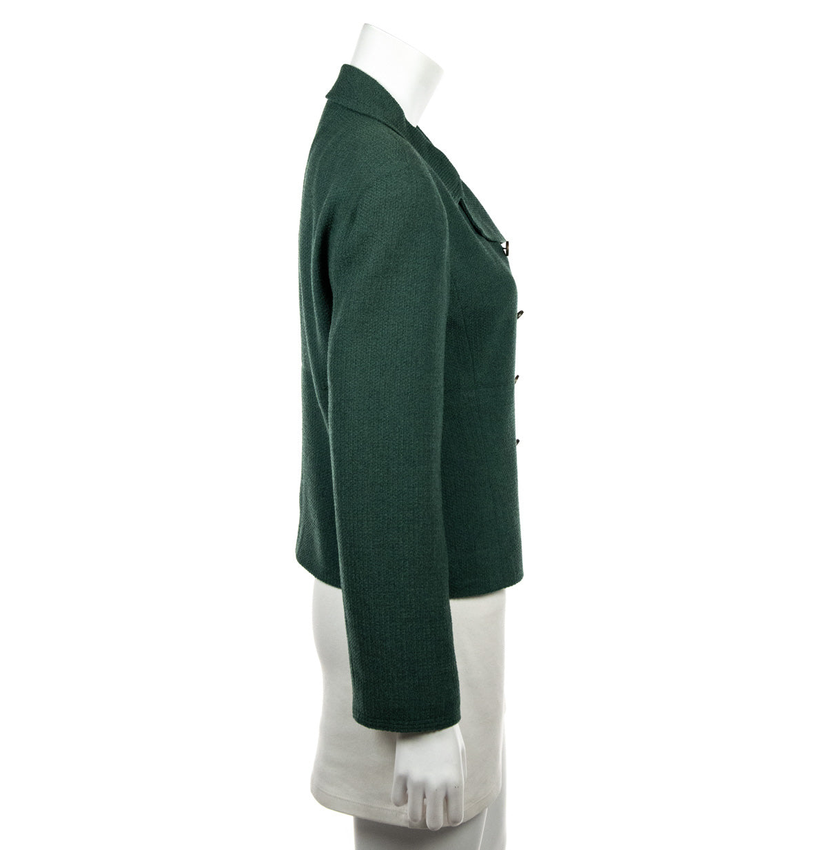 Chanel Green Tweed   Double Breasted Jacket Size L | FR 42