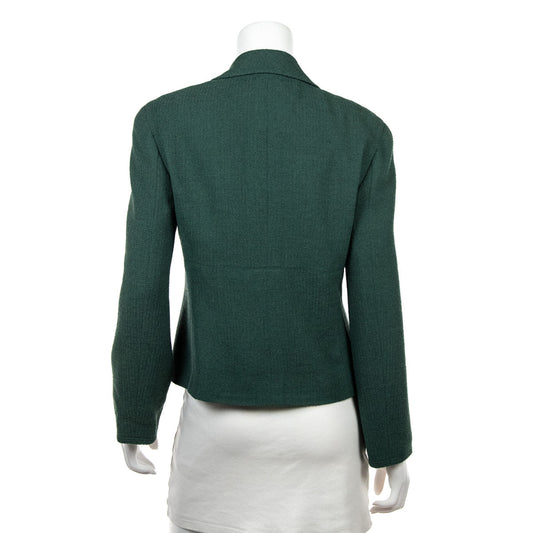 Chanel Green Tweed   Double Breasted Jacket Size L | FR 42