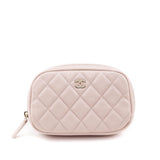 Chanel Light Pink Caviar Quilted Small Curvy Pouch Cosmetic Case