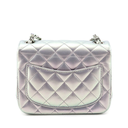 Chanel Light Purple Iridescent Lambskin Quilted Mini Square Flap
